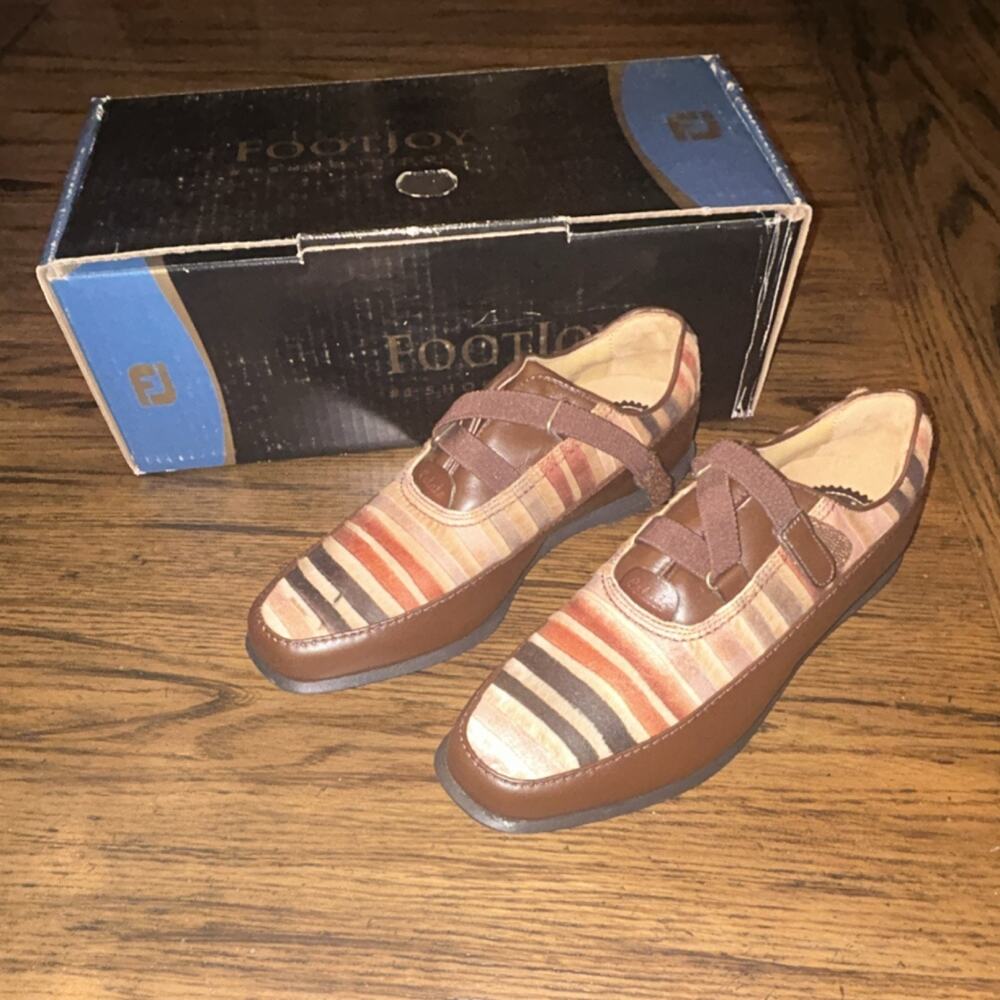 FootJoy Estate Collection Men's Golf Shoes Brown Striped Loafer Size 7 Medium